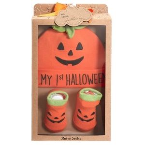 “My 1st Halloween” Pumpkin Hat & Booties